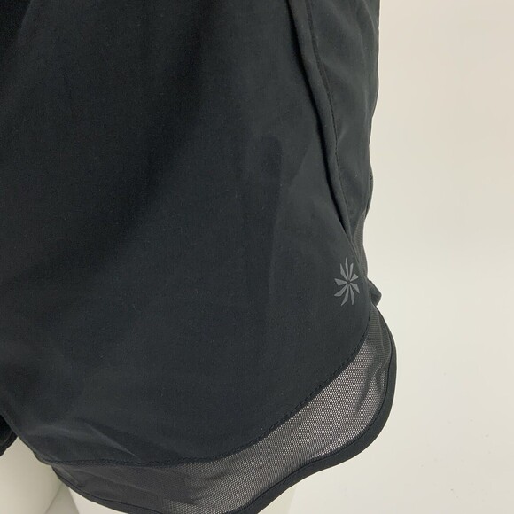 Athleta Shorts Black Mesh Racer Run 4" Athletic Stretch Waist XXS - Picture 4 of 10